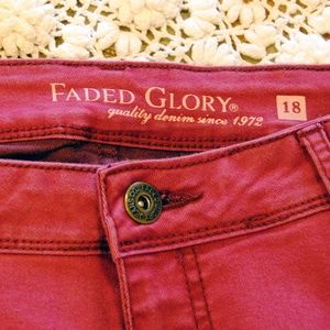 Faded Glory SZ 18 Raspberry Colored Skinny Jeans